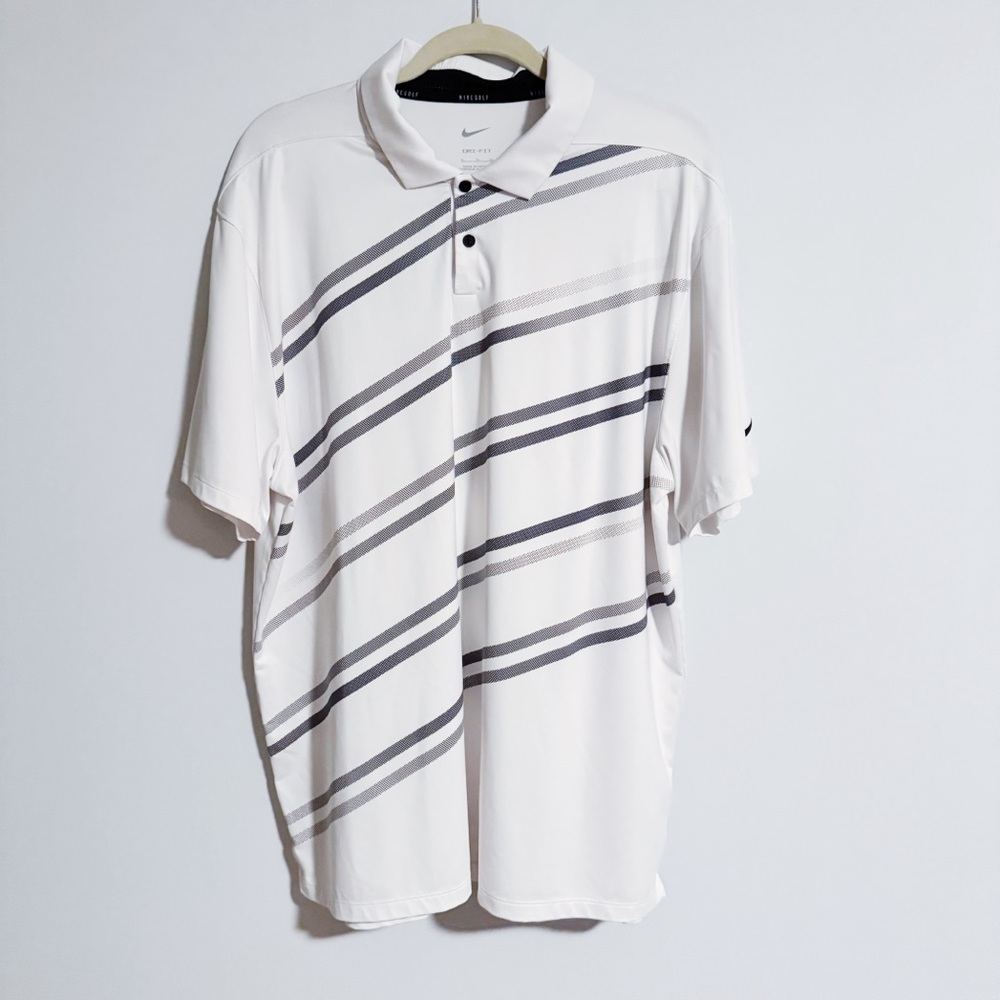 Nike - White Dri-Fit Diagonal Stripe Polo Shirt